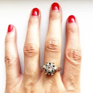 Vintage Avon silver & sapphire snowflake ring